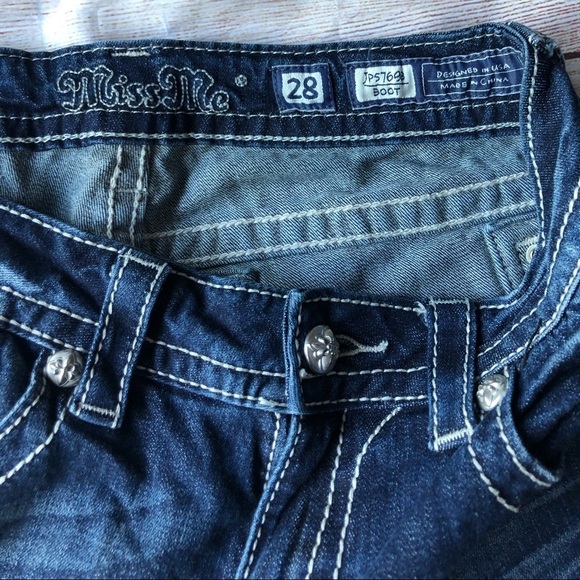 Embellished Pockets Jeans boot cut jp5769b Size28 - Picture 4 of 4